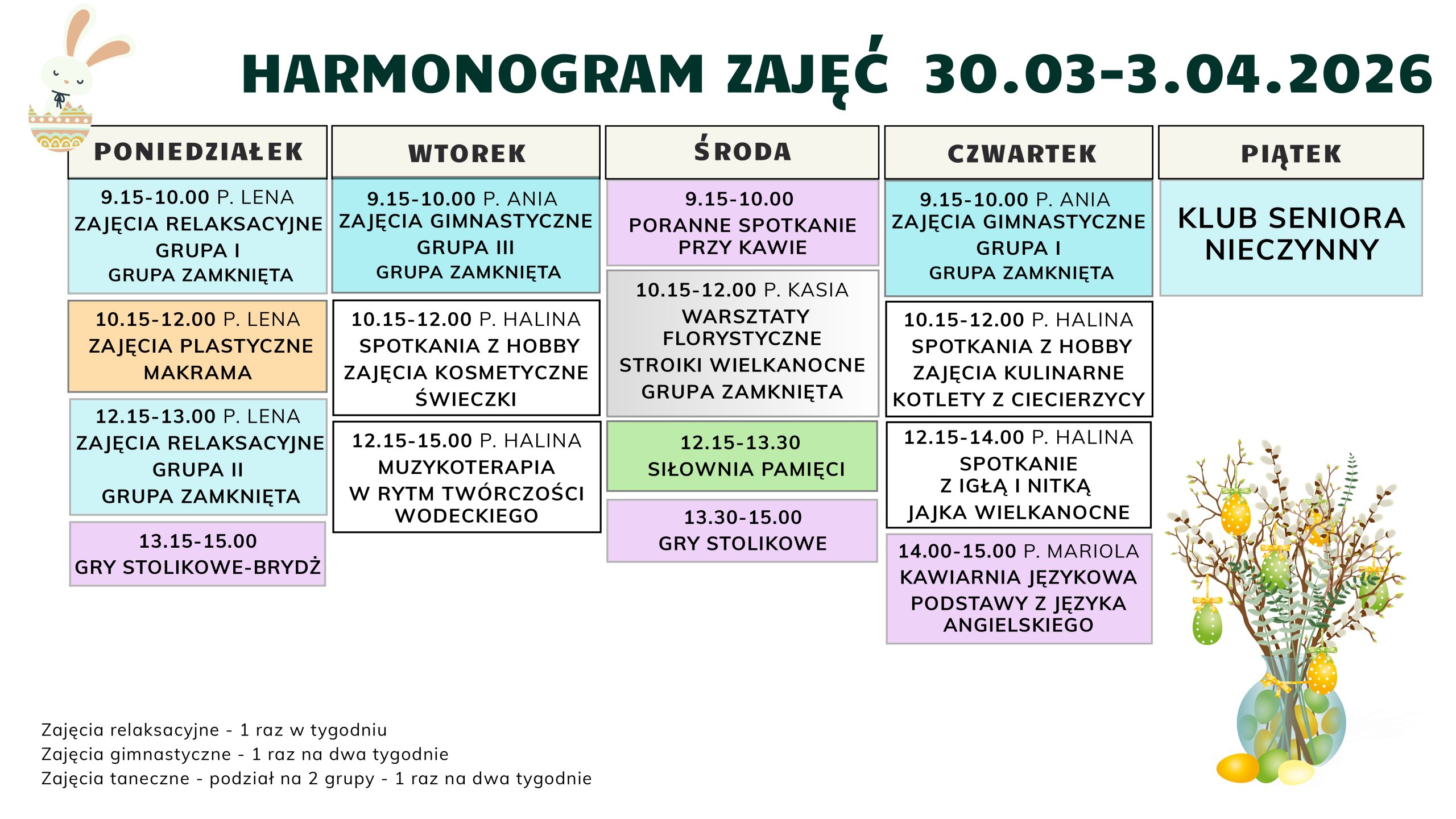 Harmonogram zajęć 30.03-3.04